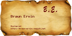 Braun Ervin névjegykártya