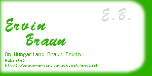 ervin braun business card